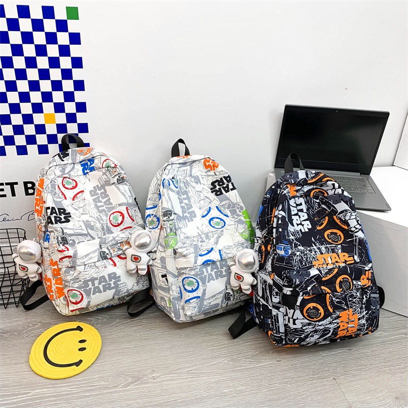 High school student backpack boys' ins personality graffiti college  students' school bags women's casual simple and versatile backpacks