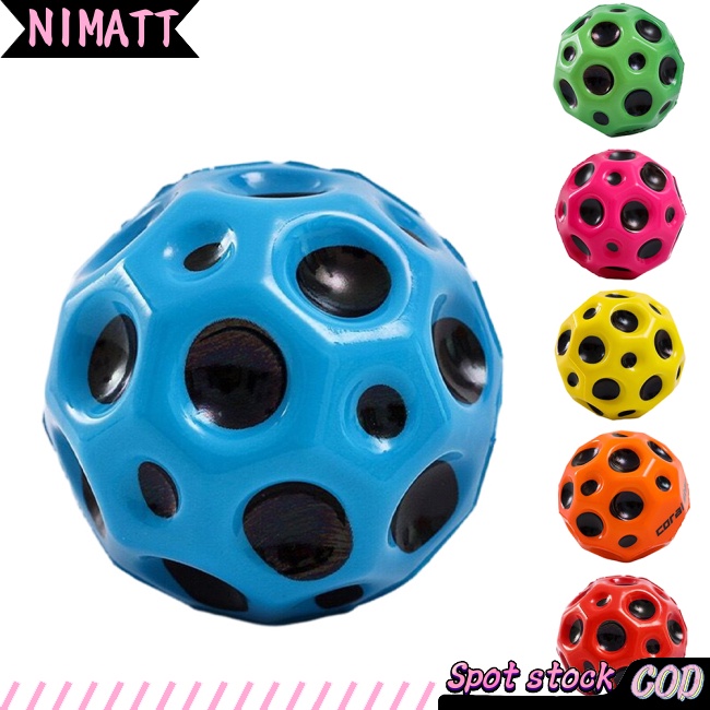 NI Kids Bouncy Ball Useful Hole Ball Soft Bouncy Ball Antifall Moon