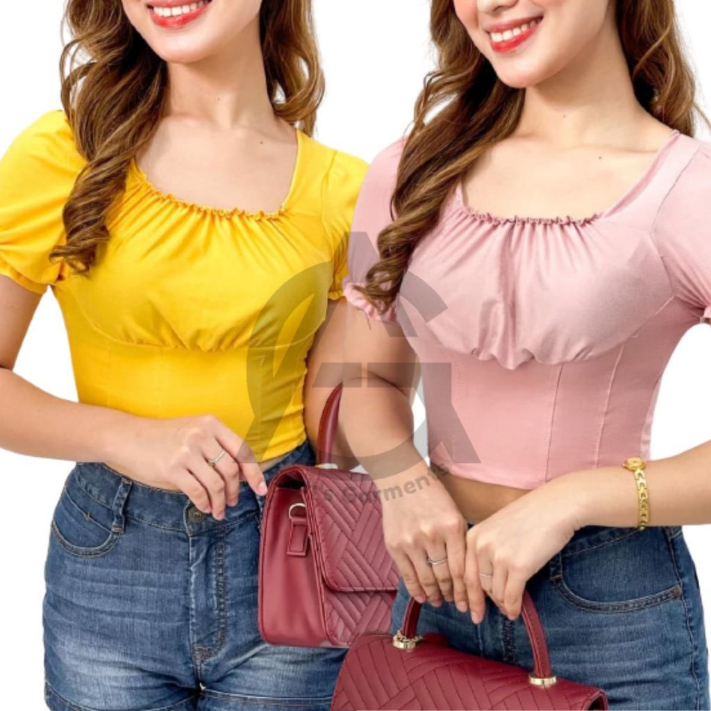 ARAHS Daily Basic Outfit Aika Top Sqaure Neck Boob Cut Basic Plain ...