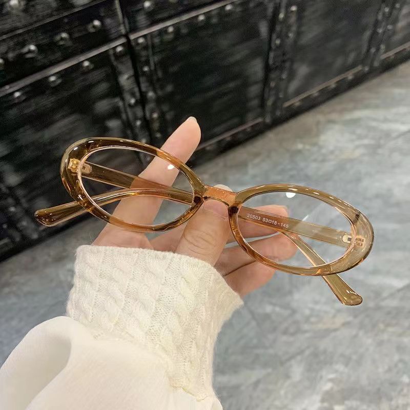 Retro oval small frame glasses men s and women s anti blue light trend flat lens Shopee Philippines