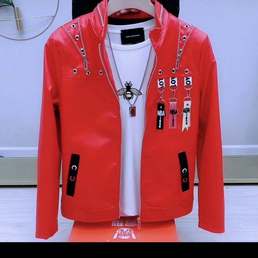 Youth Spring Autumn Rivets Men's Clothing NonMainstream Leather Clothing Men Korean Version