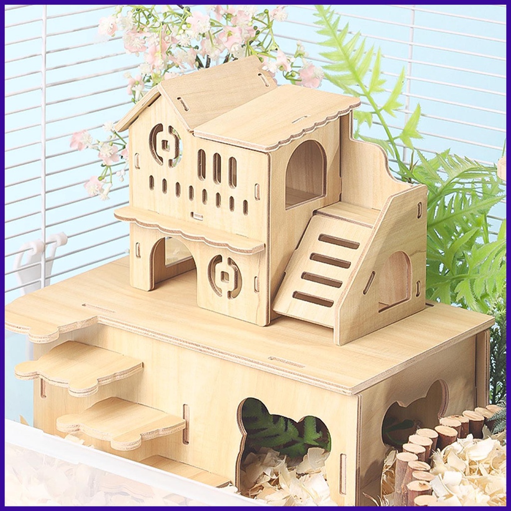 Image showcasing Hamster Hide Guinea Pig House Hide Ventilated Wooden Hut Habitat with ...
