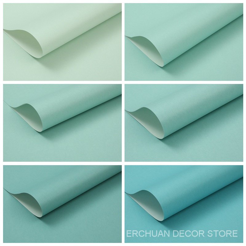 Tiffany blue glossy wallpaper plain bedroom living room hotel restaurant simple mirror blue