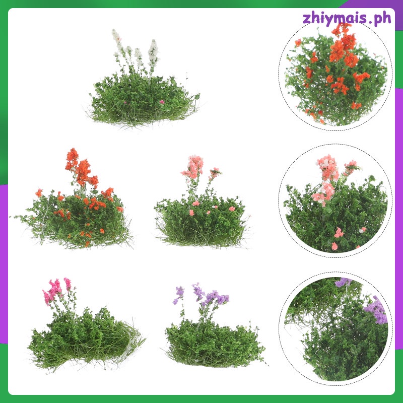 Set De Touffes D’herbe Fleuries – 28 Pièces – Miniature Paysage – Table De Sable – Rose, Blanc, Rouge, Bleu