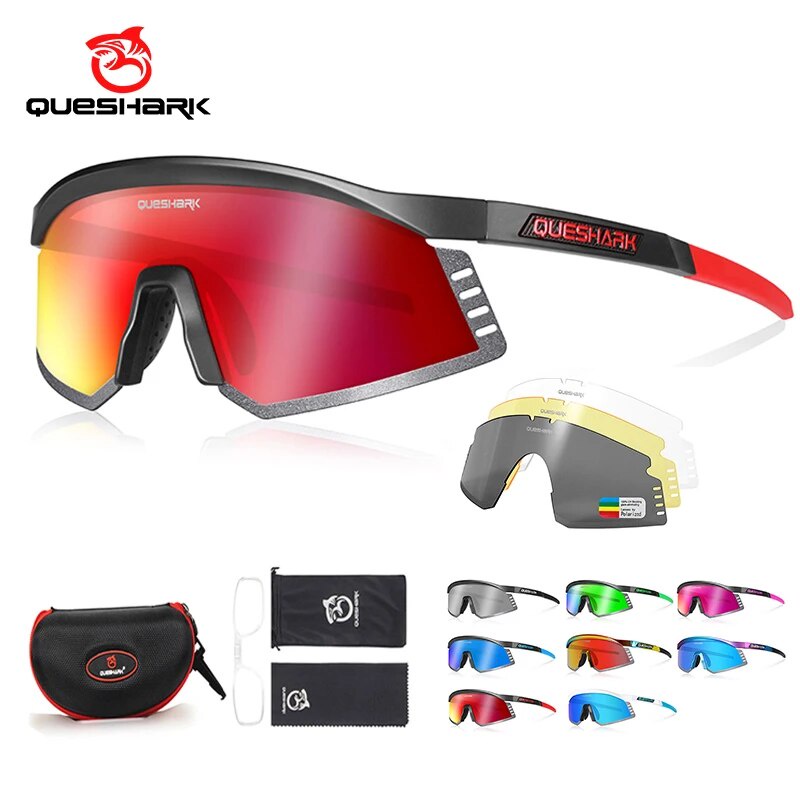 Queshark Sport Sunglasses Bike Cycling Glasses Men Bicycle Goggles UV400  Eyewear