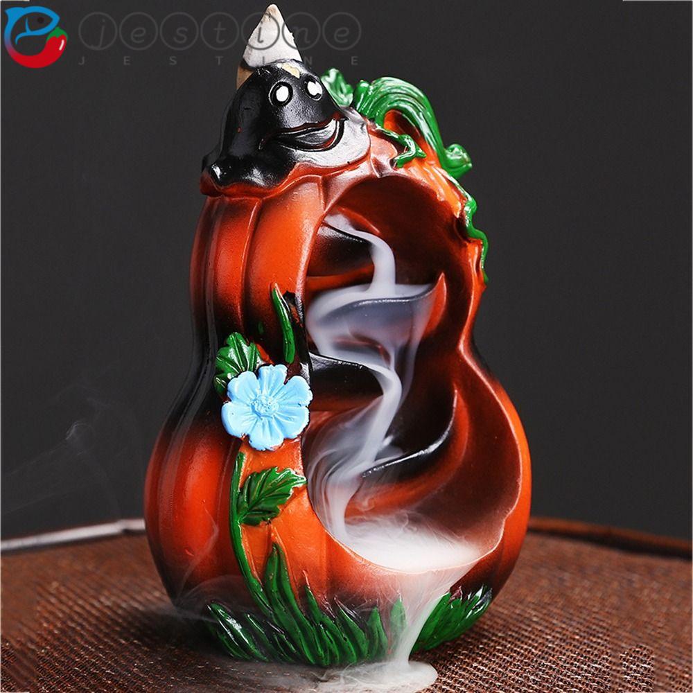 JESTINE Mushroom Incense Tray, Waterfall Smoke Traditional Pumpkin