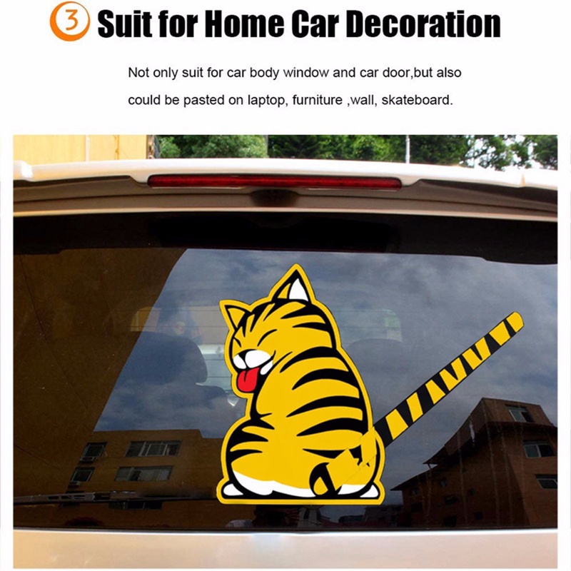 BK Creative Cat Moving Tail Paws Reflective Car Stickers Windshield ...