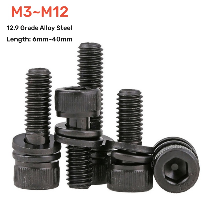 Set Di Viti A Testa Cava Esagonale Forate Passanti M3 M4 M5 M6 M8 M10 M12 (lunghezze 5-60mm)