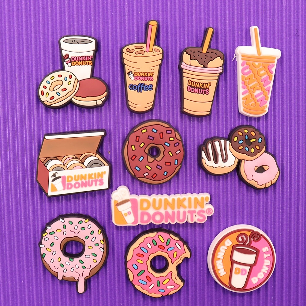 11 Breloques De Chaussures Dunkin' Donuts - Charms Multicolores Pour Enfants Et Adultes