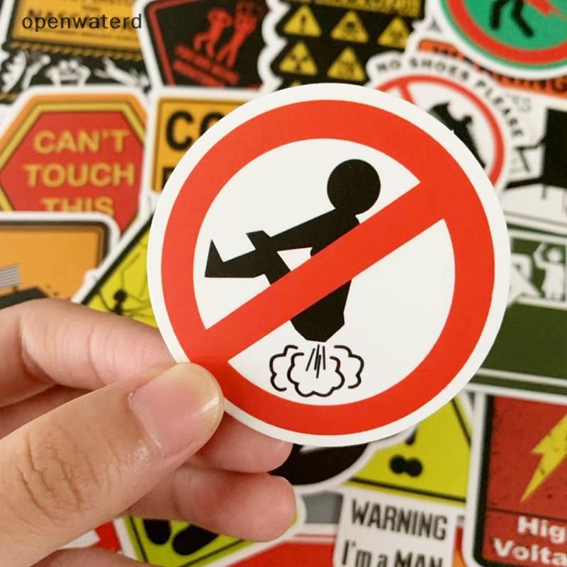 [OP] 50pcs Cartoon Warning Stickers Danger Banning Skateboard Guitar ...
