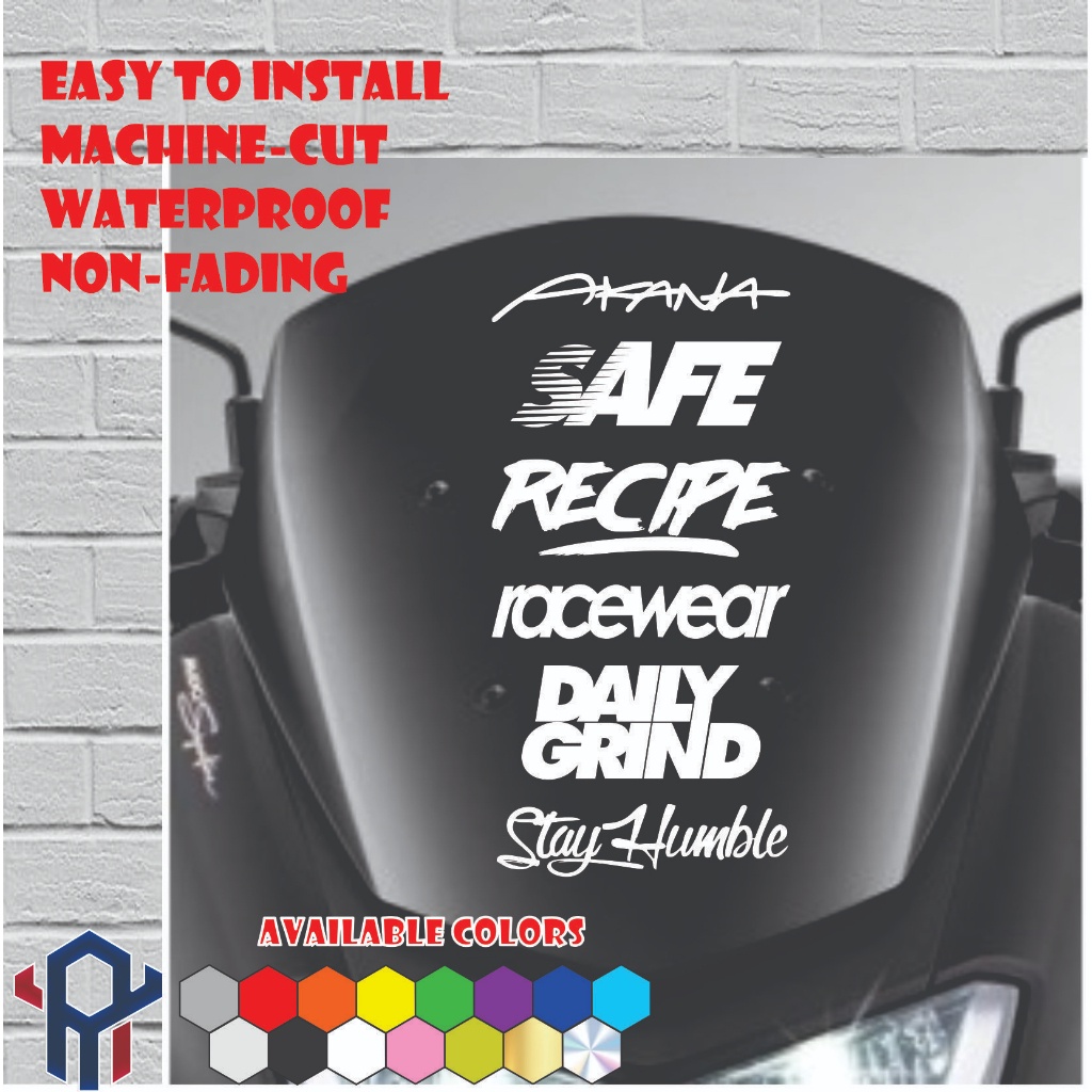 NMAX visor sticker set design 1 (akana safe recipe racewear daily grind