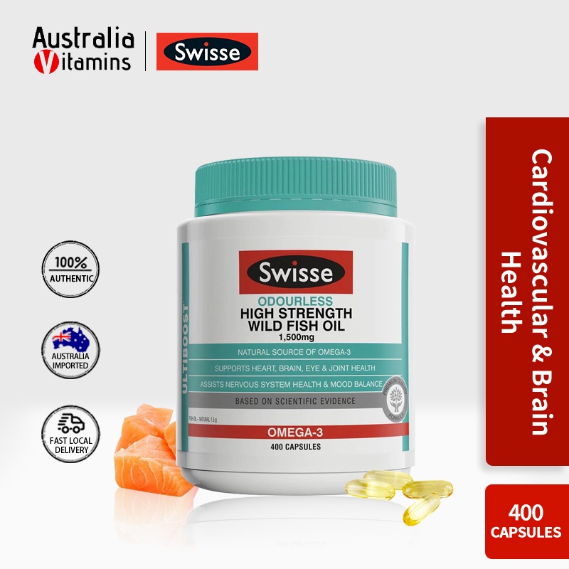 Swisse Ultiboost Odourless Omega3 High Strength Wild Fish Oil EPA DHA