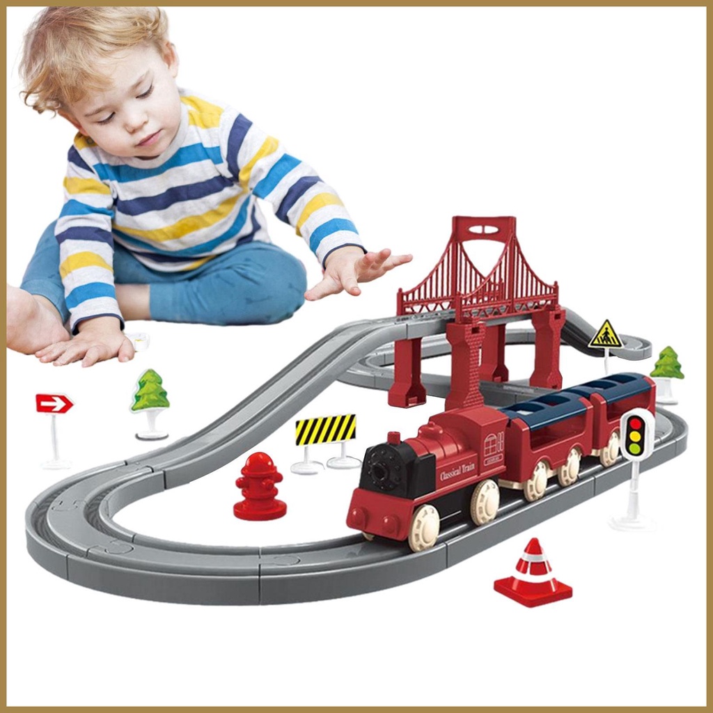 Toy Train Set 44PCS Electric Toddler Train Set Realistic Train Track ...