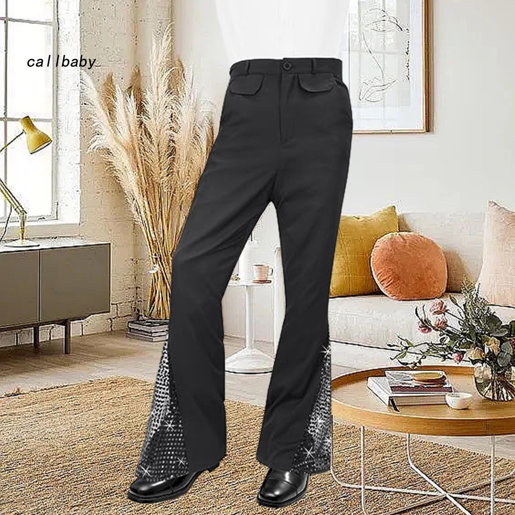 Black Shiny Bell Bottom Pants