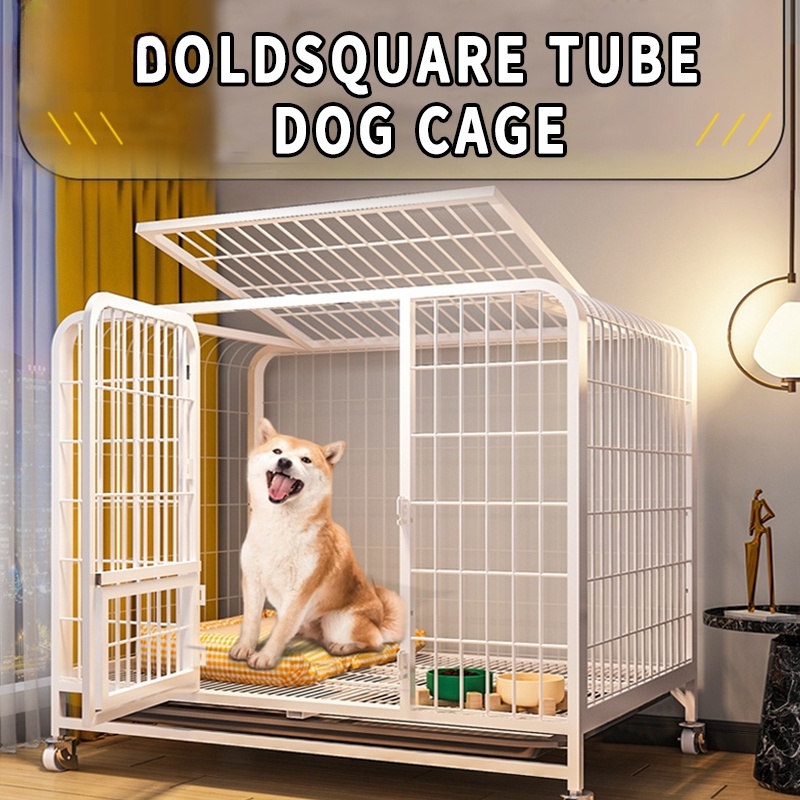 Missking White Dog Cage Bold Metal Pet Cage Large Free Space with 4 ...