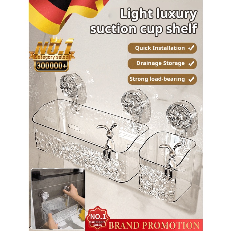 Light Luxury Style Glacier Pattern Suction Cup Shelf, New Suction Shower  Caddy