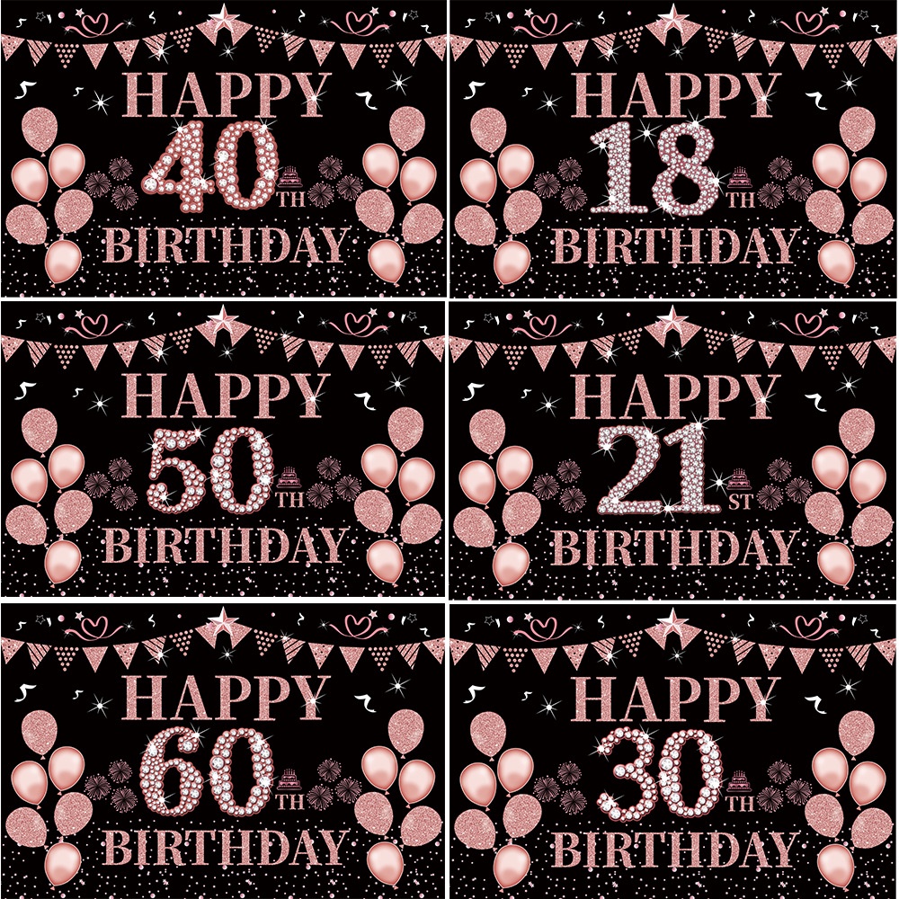 Black Rose Gold birthday Party Banner Background Cloth One Year Old ...