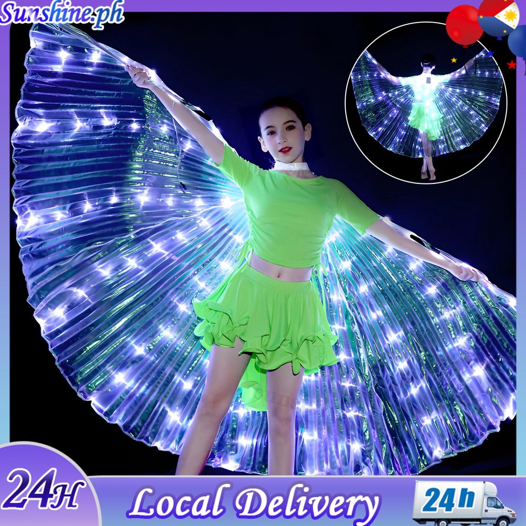 LED Angel Wings Light Up Butterfly Cape Colorful Butterfly Wings Belly ...