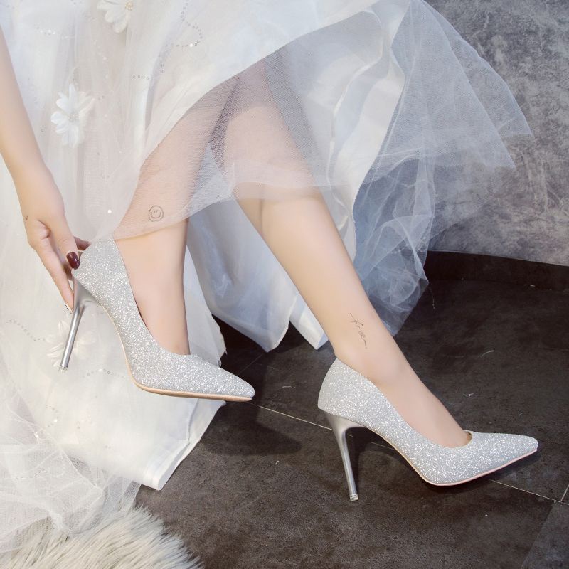 Heels with silver dress online