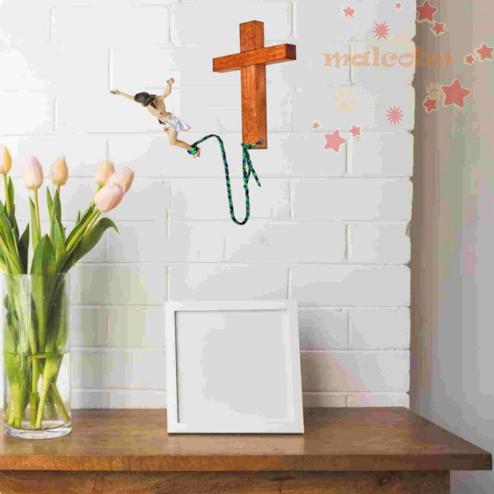 MALCOLM Catholic Bungee, Decorative Resin Jumping Jesus Cross, Crucifix