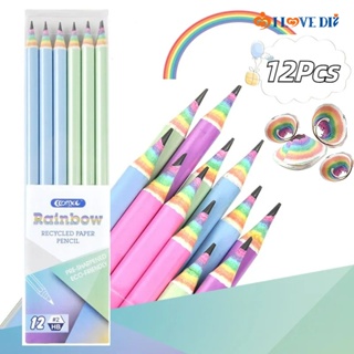 8pcs Rainbow Pencil, Wooden Colored Pencils Large Rainbow Pencils for Kids  Multicolored Pencils for Drawing Sketching Coloring