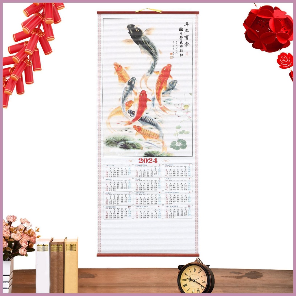 Lunar Calendar 2024 Year Of The Dragon Wall Scroll Calendar Chinese