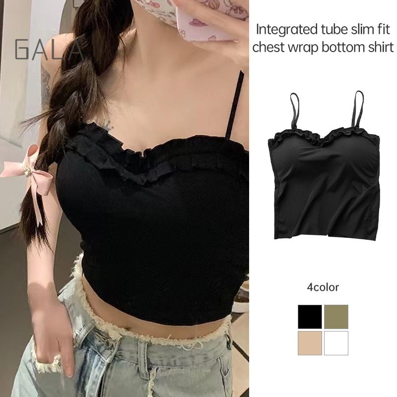 Ruffle Edge Camisole Women One-piece Tube Top Slim Fitting Wrapped ...