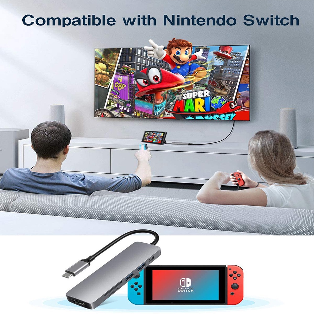 6 in 1 Type C USB C HUB Reader To HDMI 4K High Speed USB 3.0 Ports SD ...