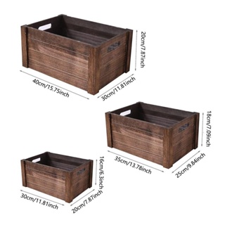 LYNDON Wood Nesting Storage Crates, Wooden Handle Storage Boxes, Rustic ...