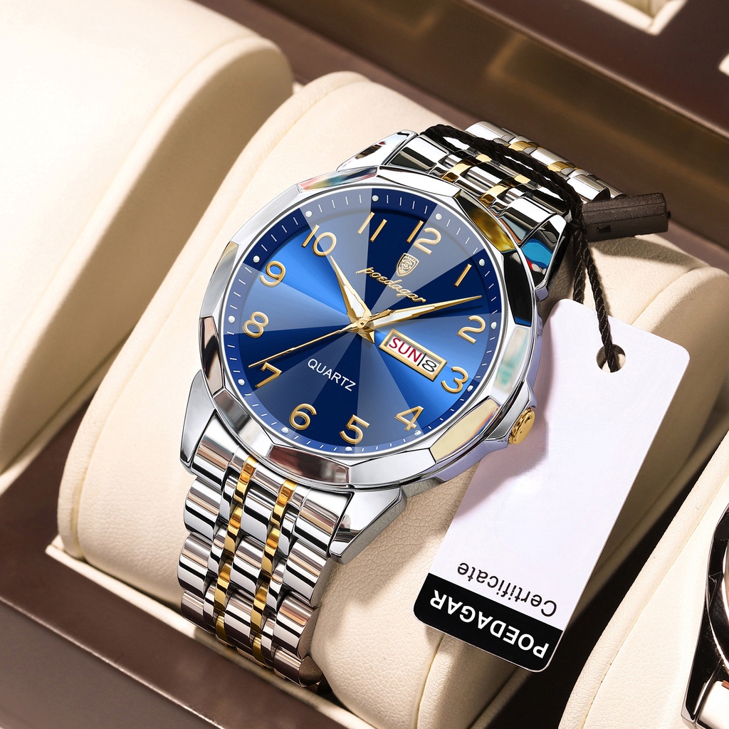 POEDAGAR Luxury waterproof dual calendar new luminous digital men s quartz watch Shopee Philippines