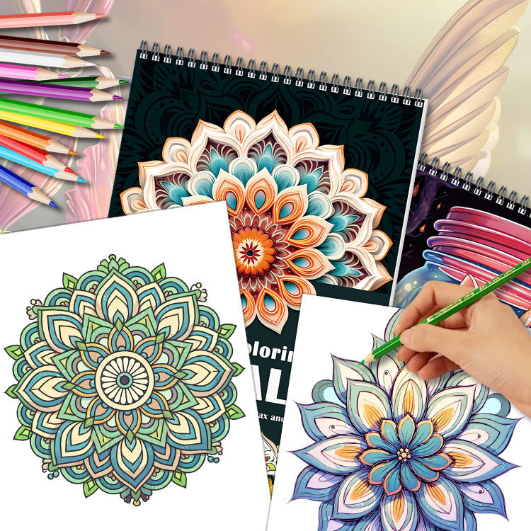 FTWF Decompression Mandala DIY Graffiti Coloring Book Children Painting ...
