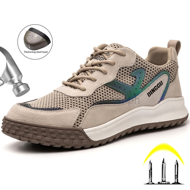 Men Breathable Work Shoes Summer Lightweight Safety Shoes Men Women