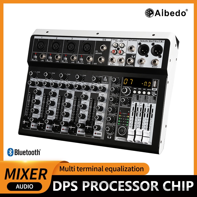 Aibedo KP6 Channel Professional Audio Mixer Bluetooth DSP USB Mini ...
