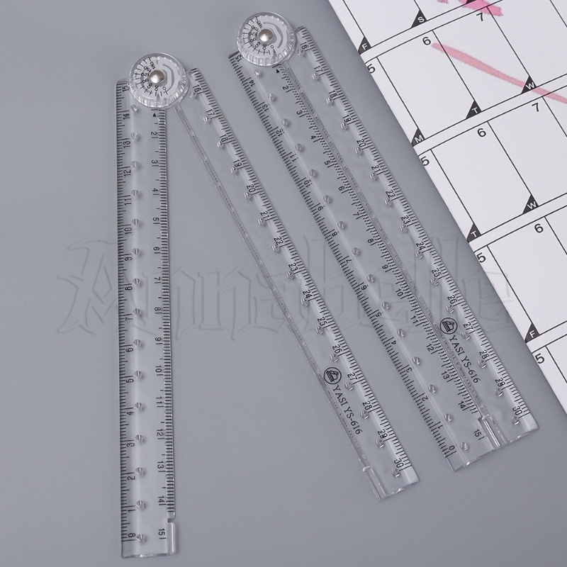2-In-1 Protractor Ruler/ 30Cm Transparent Acrylic Folding Ruler/ Office ...