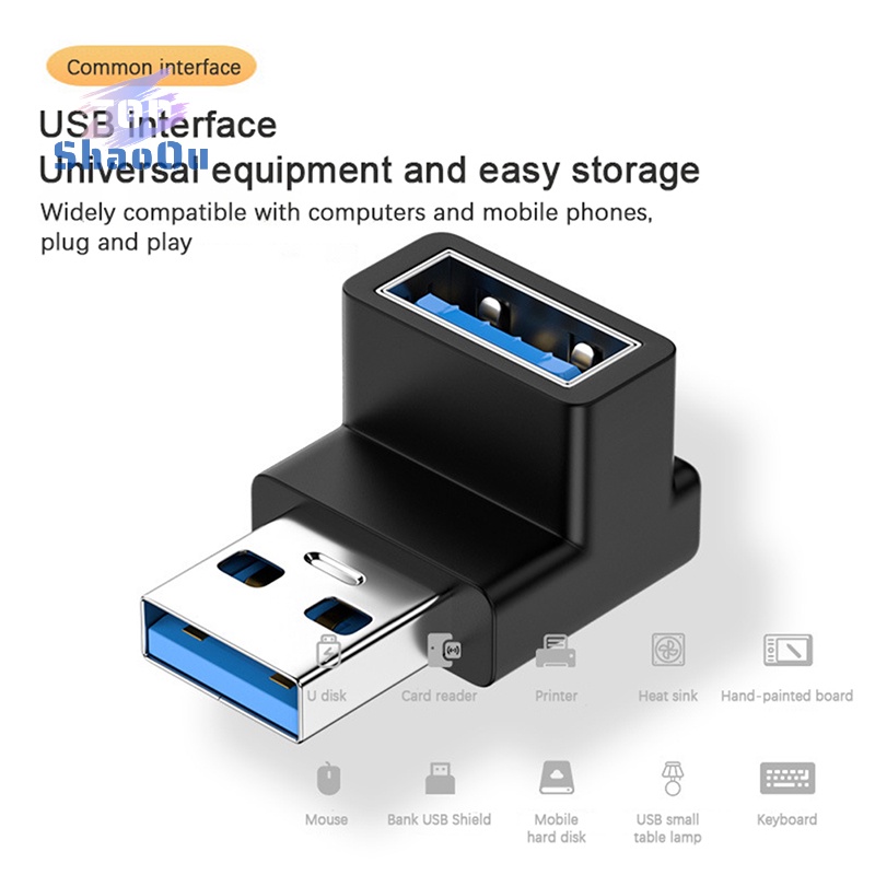 ShaOu USB-A Mobile Phone Adapter 90 Degree USB C to USB A Adapter Right ...