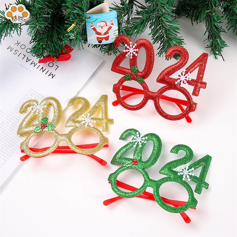 New Year 2024 Glasses Frame Merry Christmas Ornaments Xmas Christmas