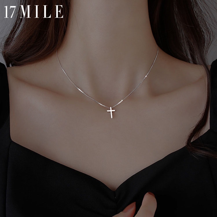 Simple Cross Pendant Necklace Silver Chain Couple Necklaces Women Choker Accessories Jewelry