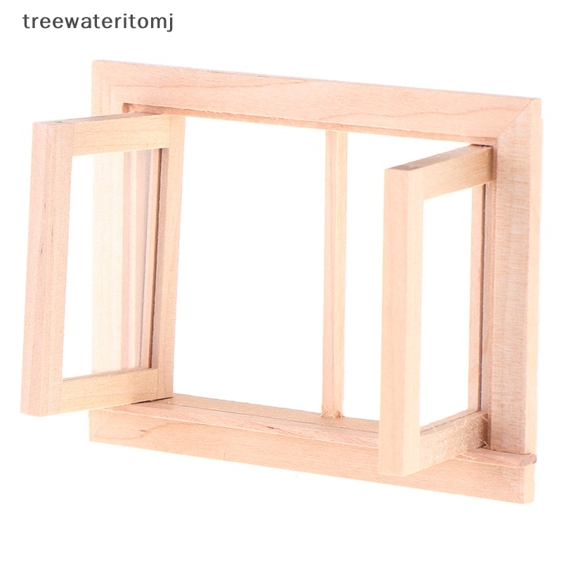 TJ 1/12 Dollhouse Miniature Wood 2 Pane Window Frame DIY Furniture ...