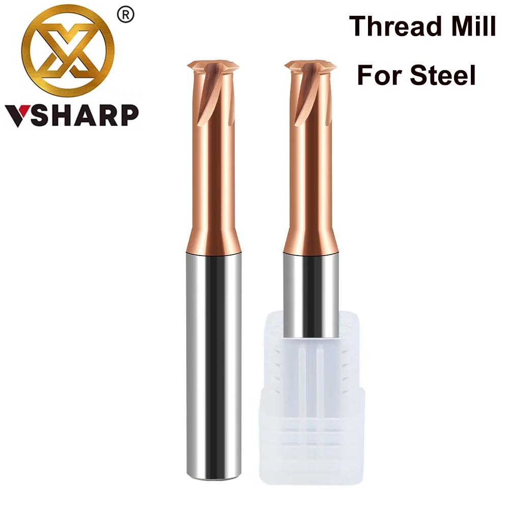 Vsharp HRC65 Single Tooth Thread Milling Cutter Tungsten Carbide Alloy