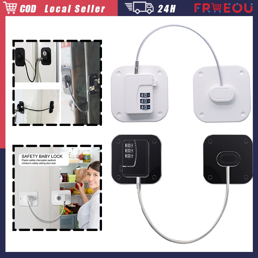 Multi-Function Sliding Window Lock Refrigerator Lock With Key 3-Digit ...
