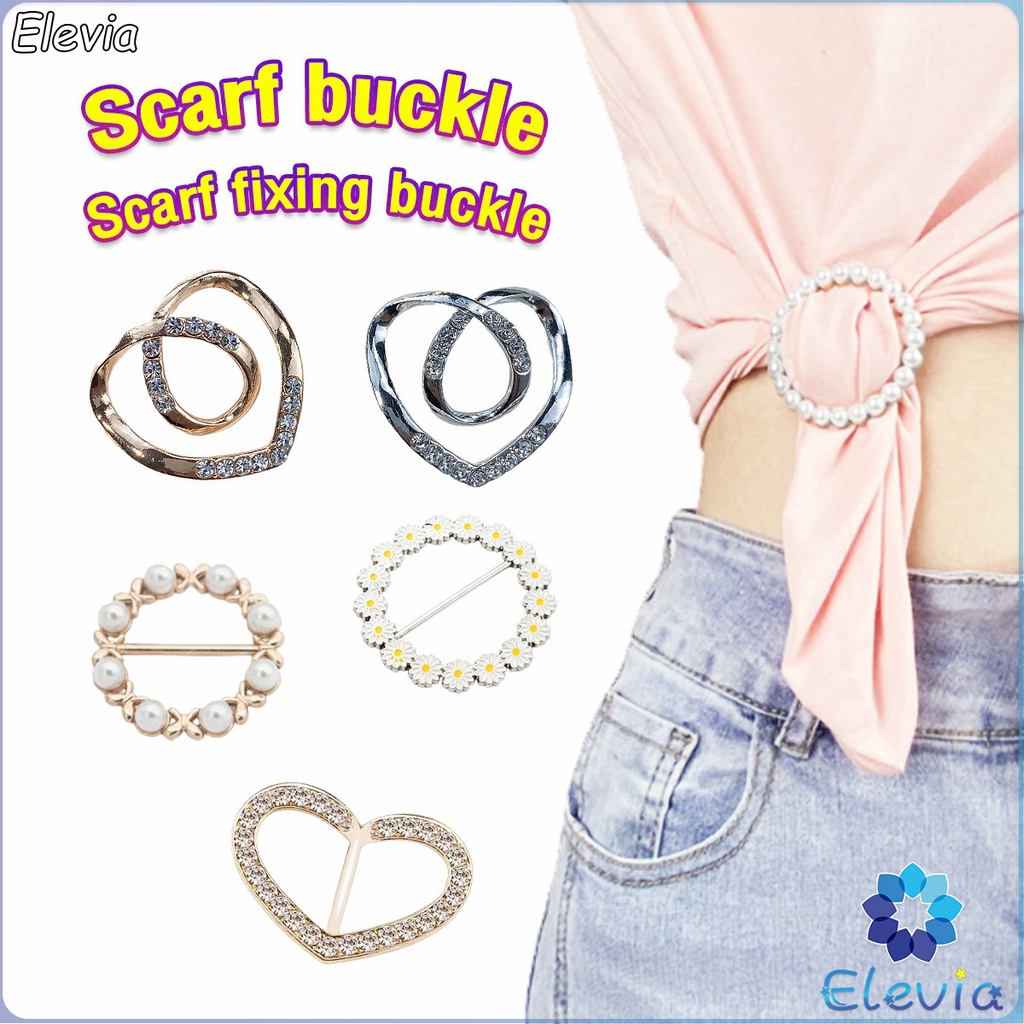 Elevia Multi-functional Scarf Ring Shawl Brooch Alloy Ring Silk Scarf ...