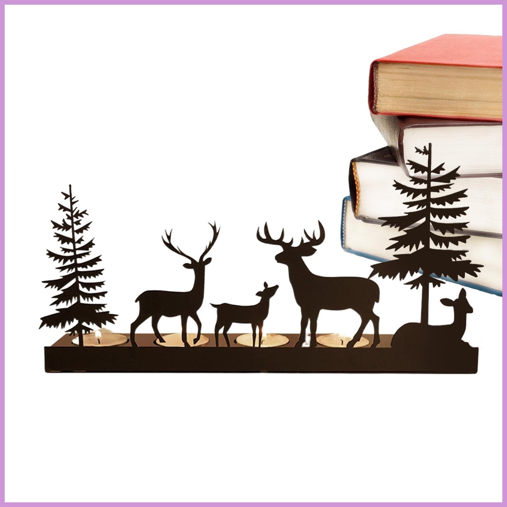 Metal Reindeer light Holder Christmas Centerpieces Candle Holder Modern Style Black Metal