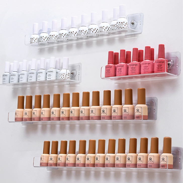 6Pcs Acrylic Rack Nail Polish Storage Rack Makeup Wall mounted Display ...