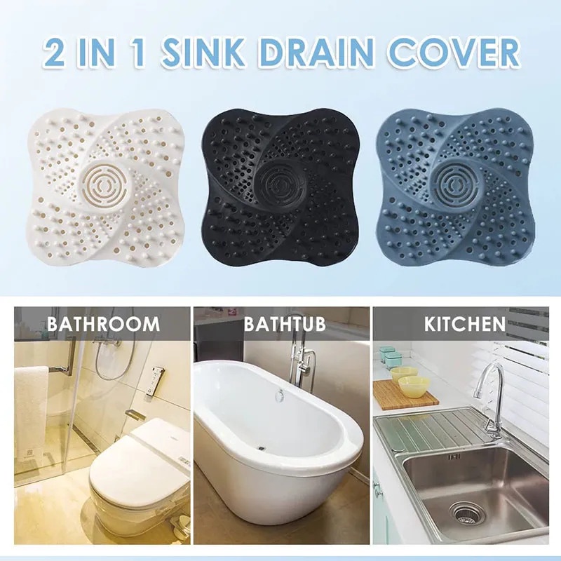 Bathroom Anti-blocking Hair Stopper Plug Trap Shower Floor Drain Covers ...