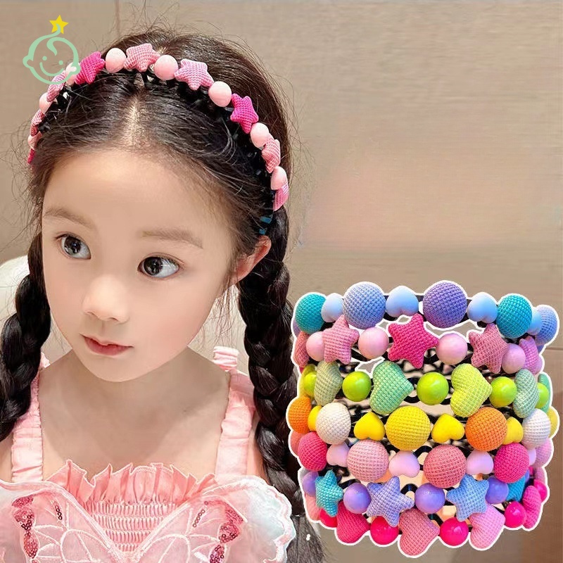 2023 New Children Cute Heart Ball Star Ornament Headband Kids Anti Slip ...