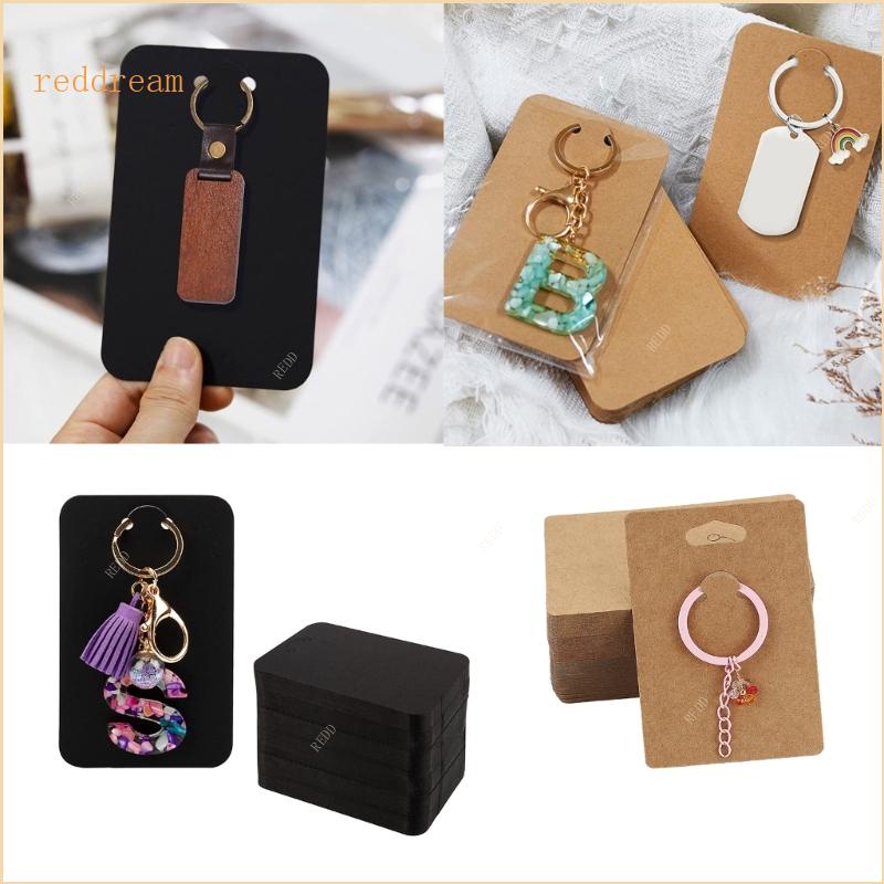 REDD 50x Displaying Keyring Brown Paper Jewelry Keychain Cards Holder ...