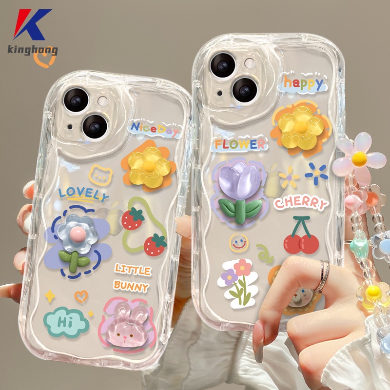 Case For Infinix Hot 20 12 30 10 11 Play Lite PRO 11 Plus 10 Lite  20i 30i Note 12 PRO 12 Turbo G96 3D Happy Smiling Cherry Wavy Curved Edge 