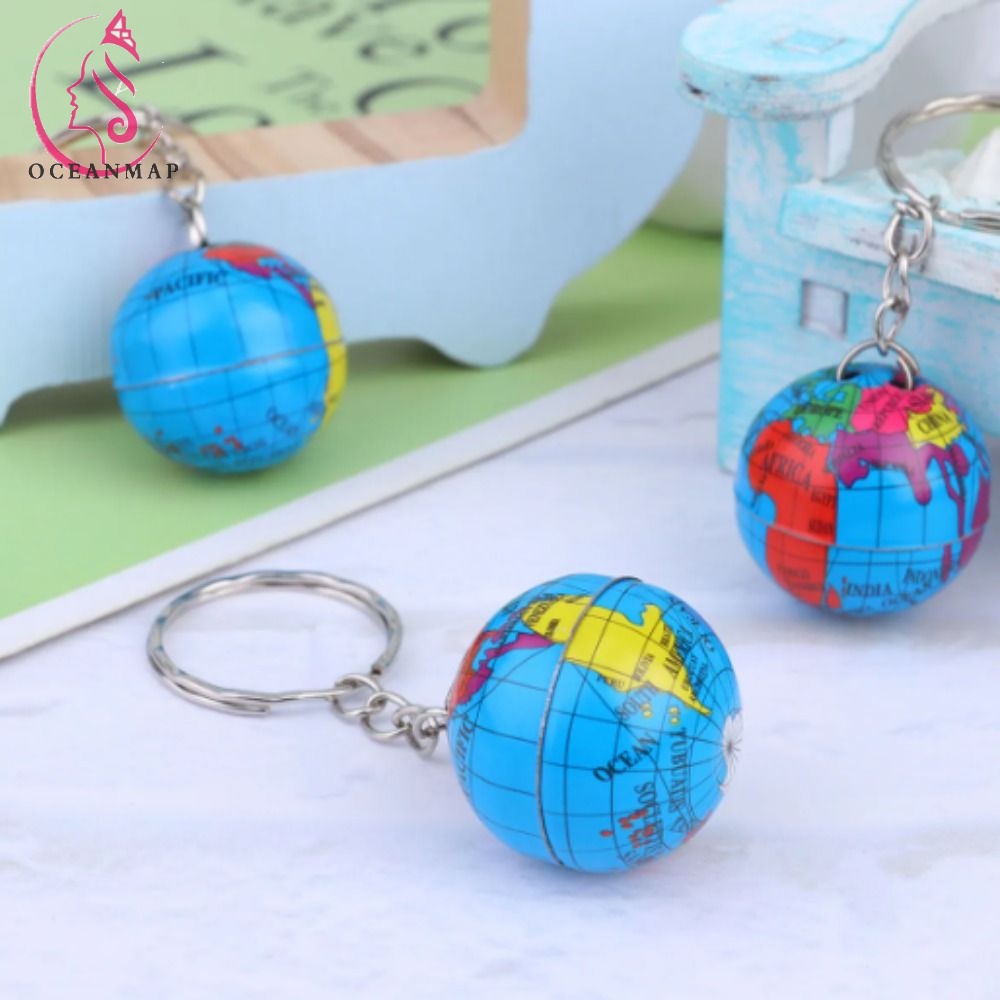 OCEANMAP Globe Keychains, Newest Mini Earth World Key Pendant, Mini Map