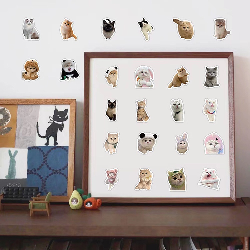 60PCS Cute Kittens Cats MEME Waterproof Stickers For Notebook Laptop ...