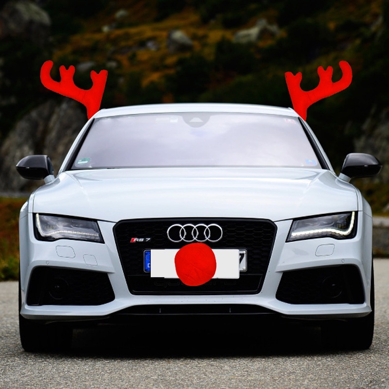 Christmas Car Antlers Big Red Big Antlers Car Decoration Gift Christmas